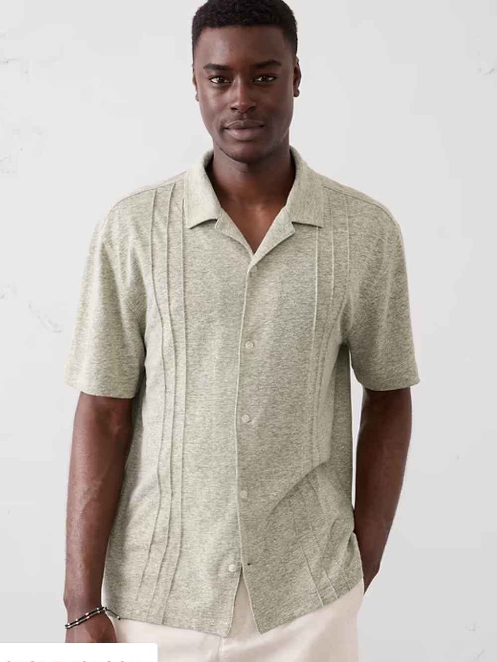 NWT Banana Republic Linen Green Short Sleeve Button Up size XL